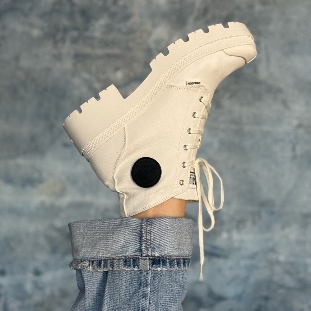 Palladium Women's White Canvas Boots NEW cool sneakers combat style boot - Picture 4 of 14